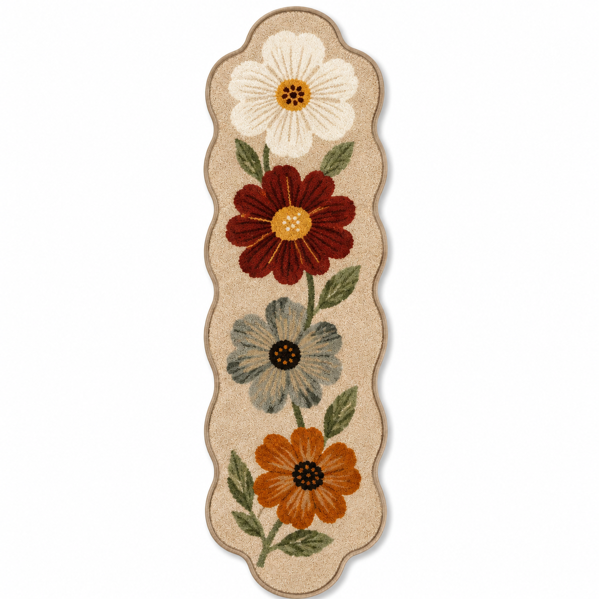 Vintage Floral Shaped Runner Rug