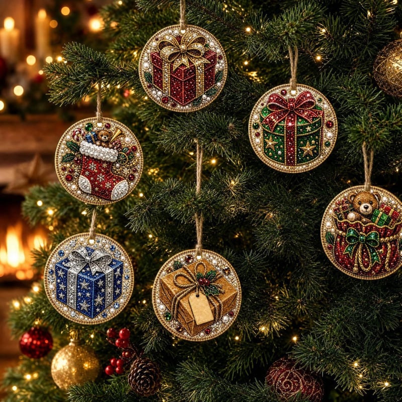 🔥Last Day Promotion!🎄Christmas DIY Diamond Painting Ornaments Kit (6 PCS)🎅