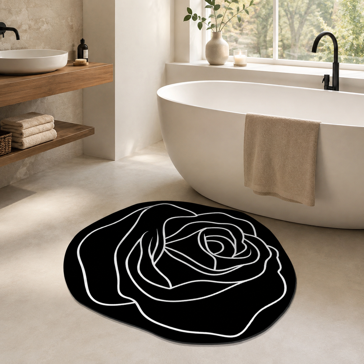 Irregular Rose Absorbent Floor Mat