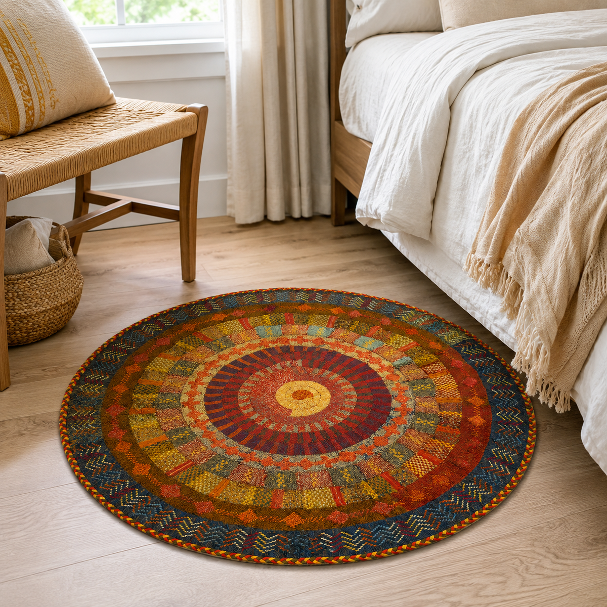 Navy Mandala Round Rug