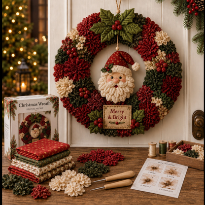 🎀Turn Simple Fabric Pieces Into A Christmas Wreath You Made Yourself.