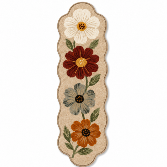 Vintage Floral Shaped Runner Rug