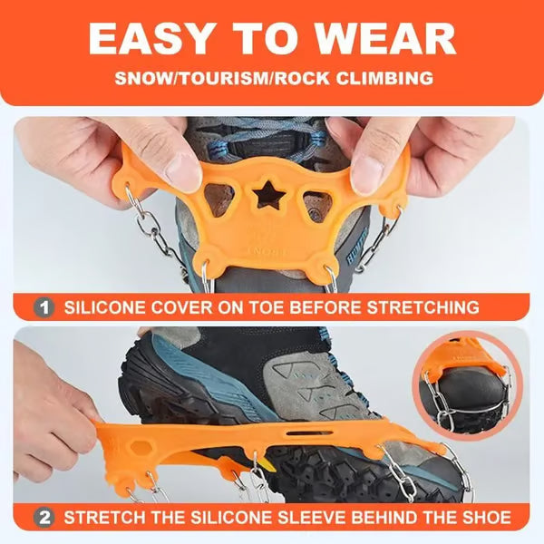 Stretchable slip on winter crampon