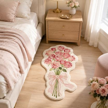 Pink Rose Bouquet Shaped Accent Rug
