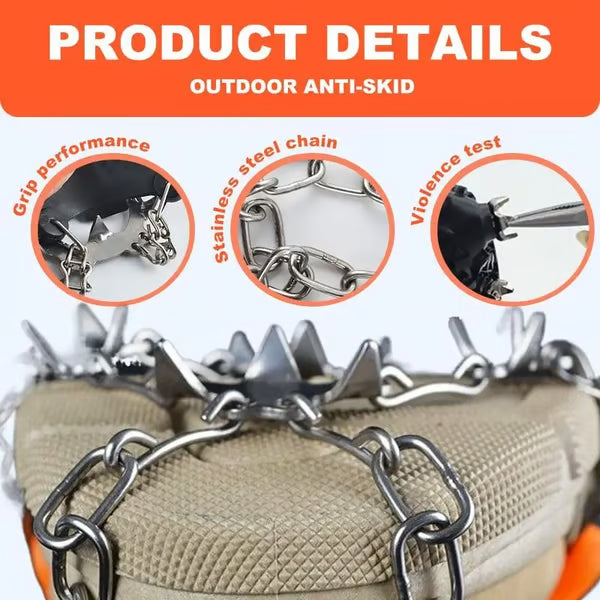 Crampon metal chain and spike details