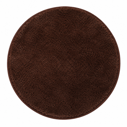 Coffee Brown Round Shag Area Rug