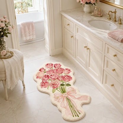 Pink Rose Bouquet Shaped Accent Rug