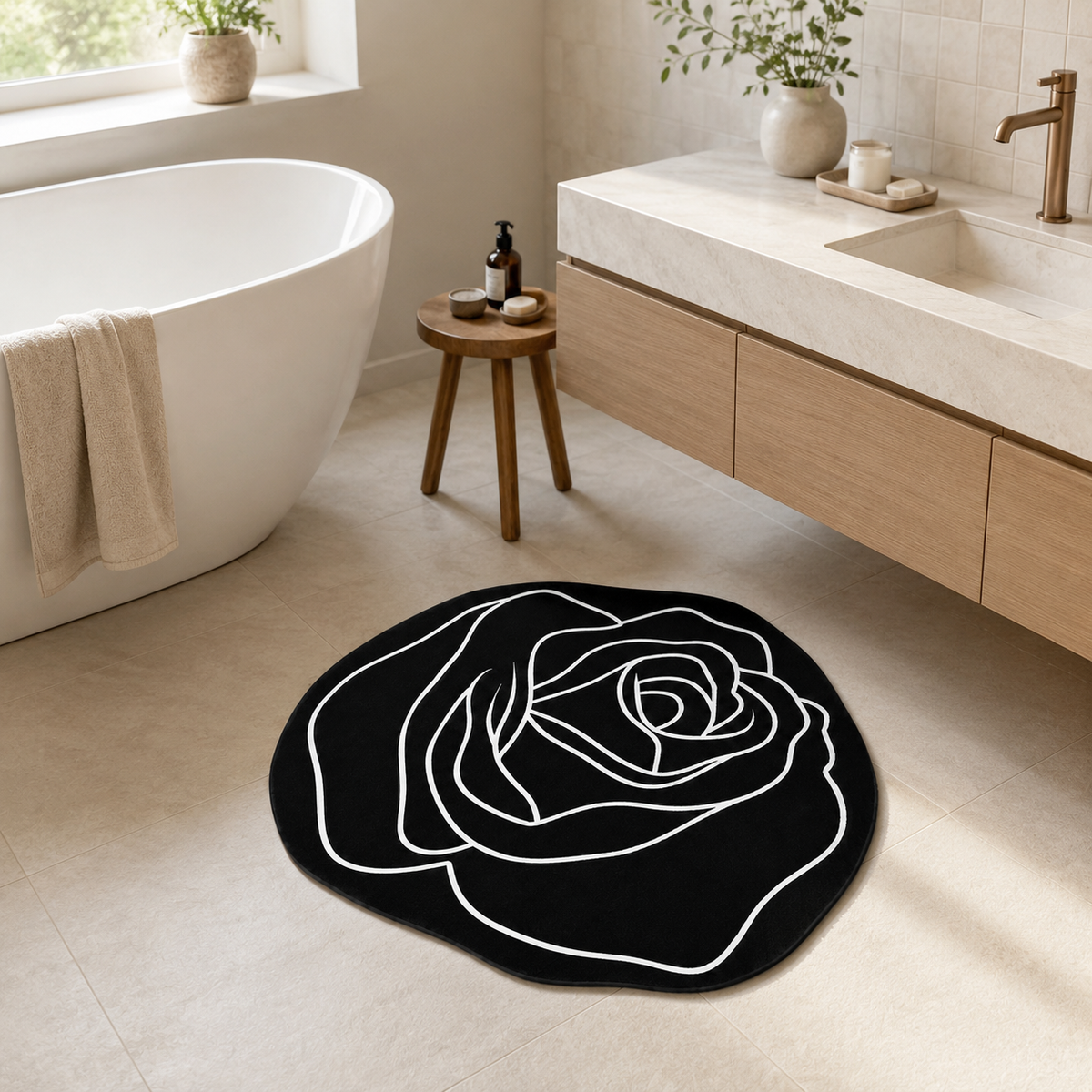 Irregular Rose Absorbent Floor Mat