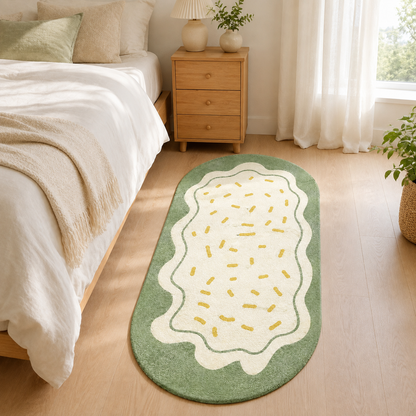 Green Sprinkle Faux Cashmere Runner Rug