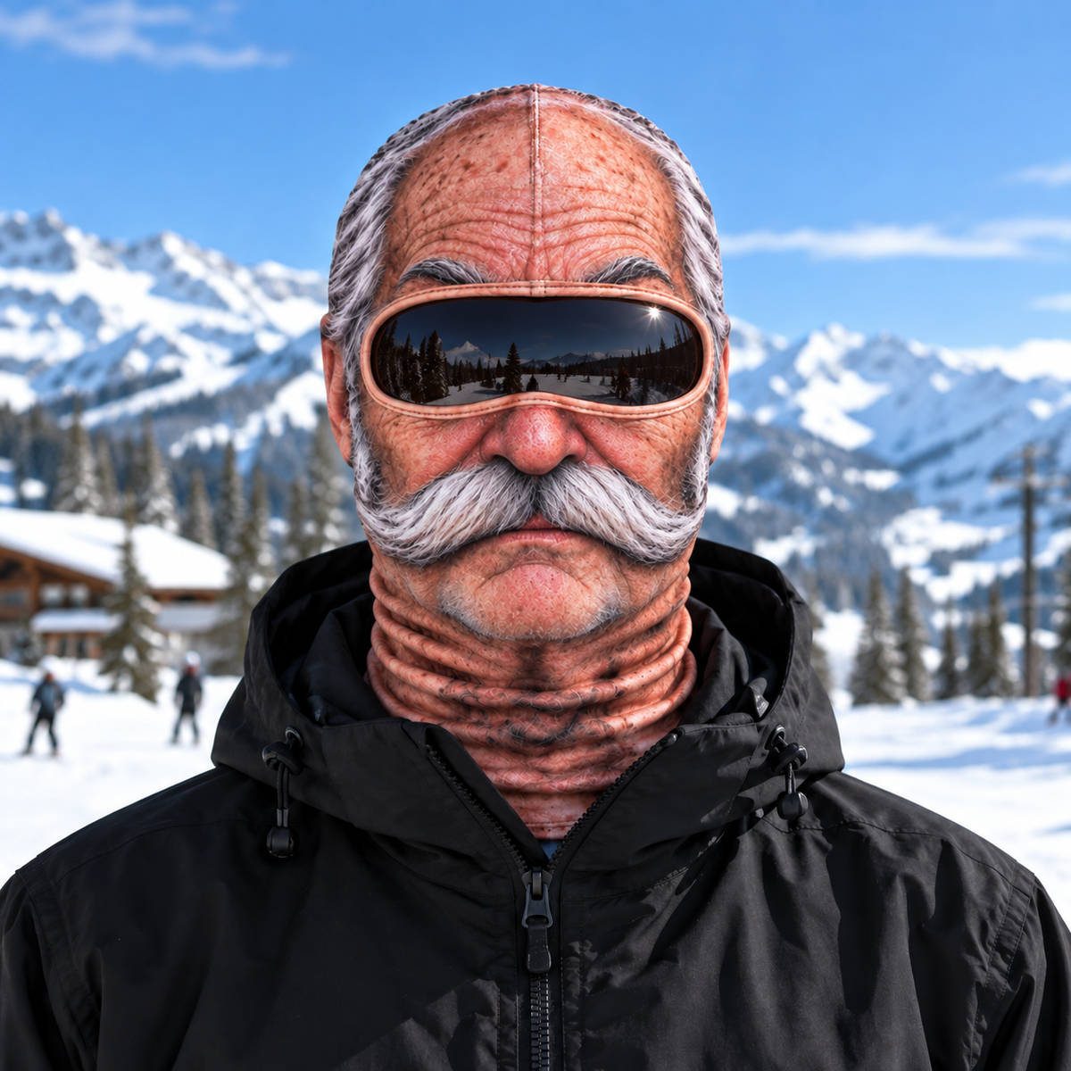 Close-up realistic face ski balaclava