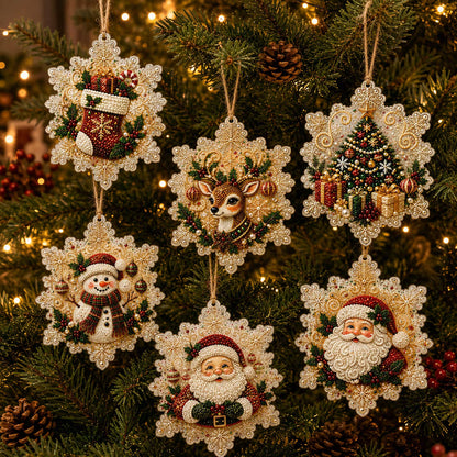 🔥Last Day Promotion!🎄Christmas DIY Diamond Painting Ornaments Kit (6 PCS)🎅