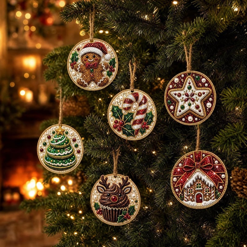 🔥Last Day Promotion!🎄Christmas DIY Diamond Painting Ornaments Kit (6 PCS)🎅