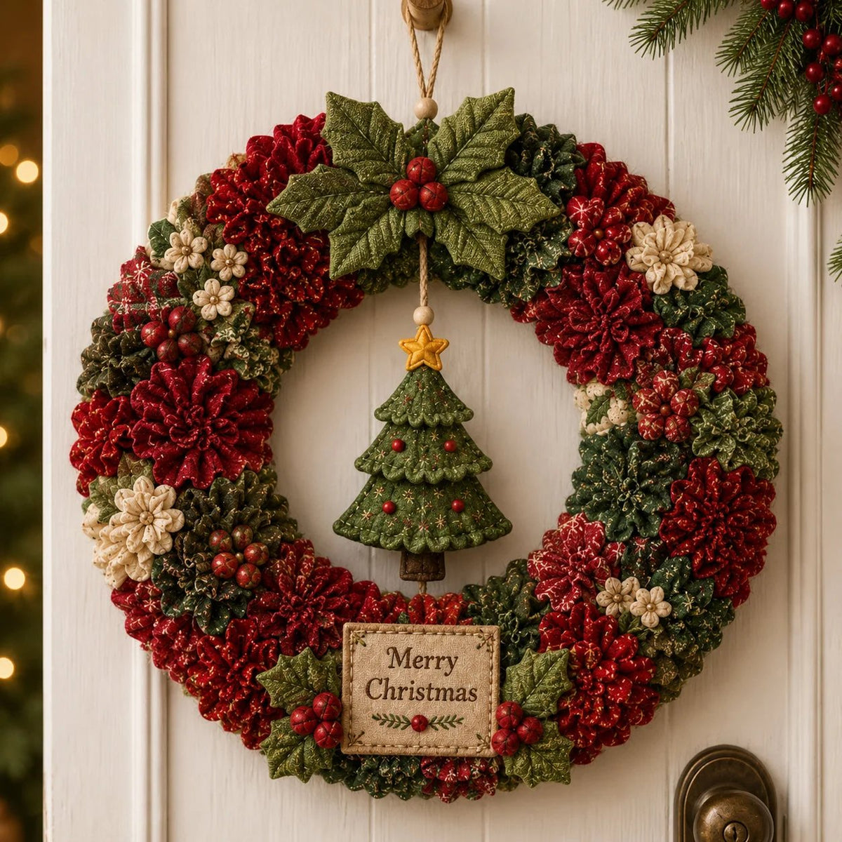 🎀Turn Simple Fabric Pieces Into A Christmas Wreath You Made Yourself.
