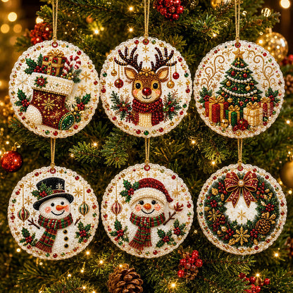 🔥Last Day Promotion!🎄Christmas DIY Diamond Painting Ornaments Kit (6 PCS)🎅