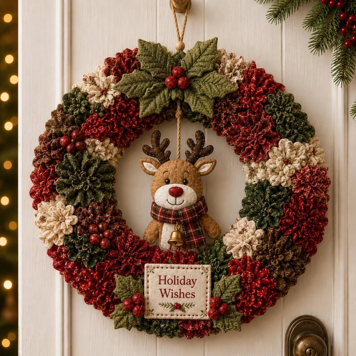 🎀Turn Simple Fabric Pieces Into A Christmas Wreath You Made Yourself.
