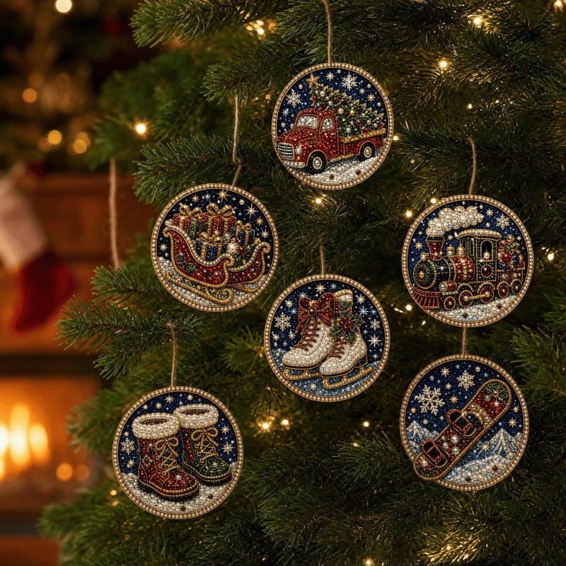 🔥Last Day Promotion!🎄Christmas DIY Diamond Painting Ornaments Kit (6 PCS)🎅