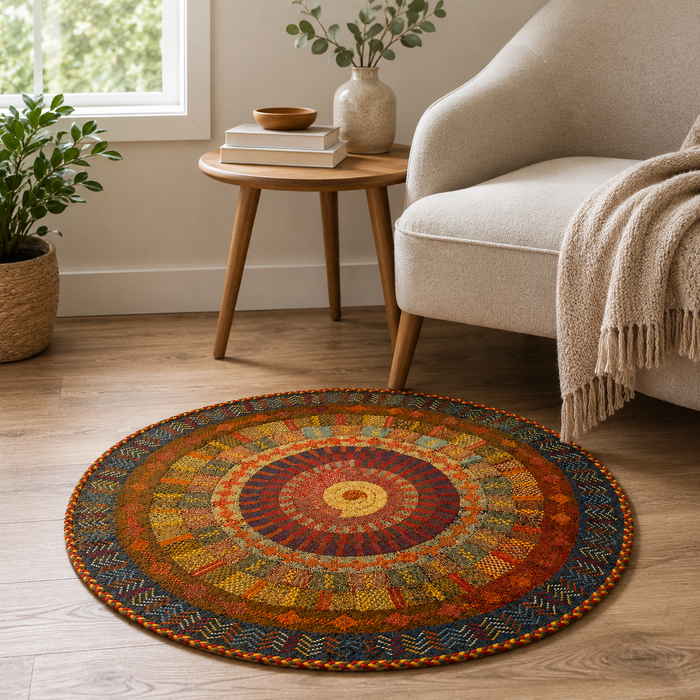 Navy Mandala Round Rug