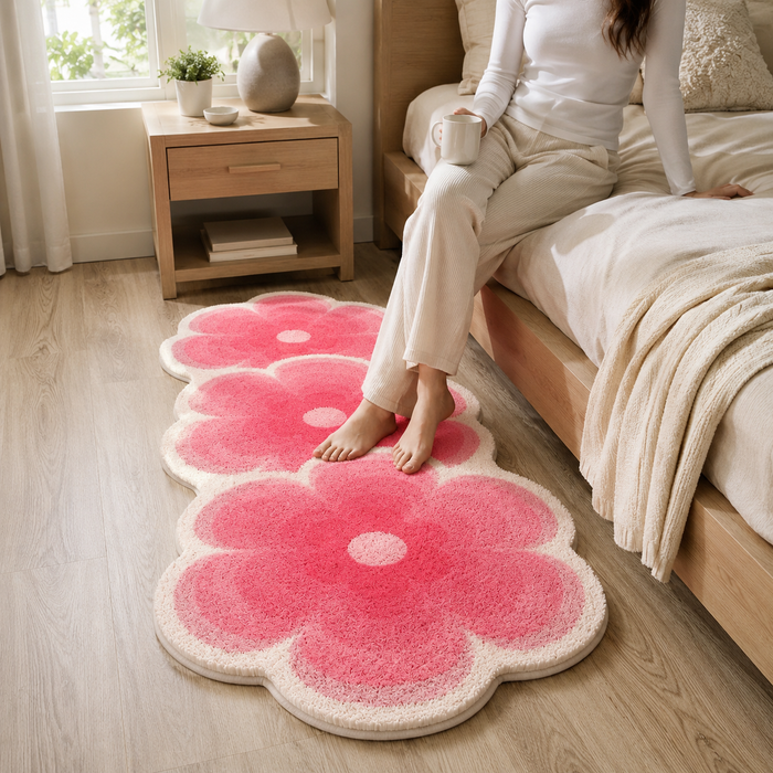 Pink Flower Bedside Rug