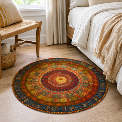 Navy Mandala Round Rug