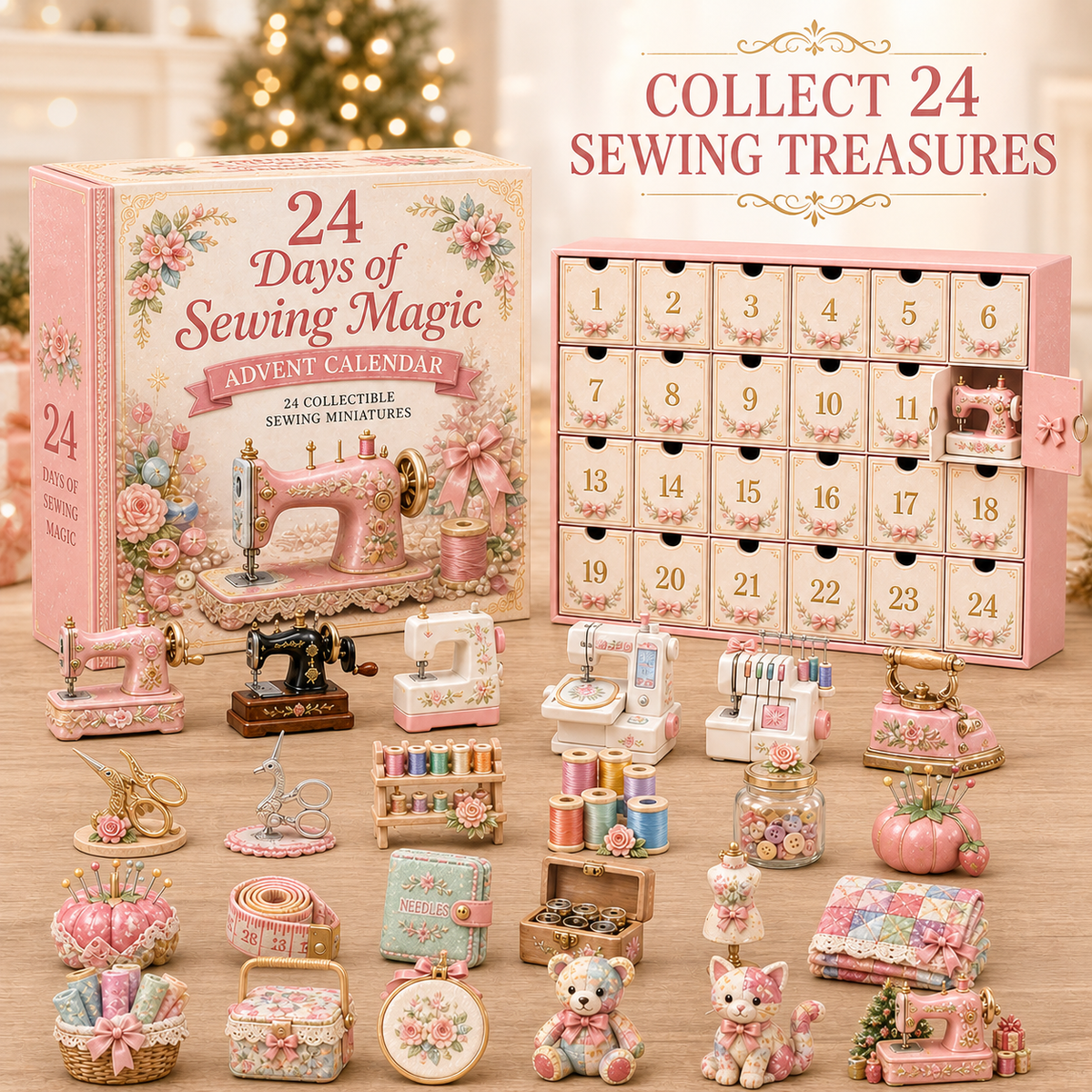 🔥🇺🇸 Limited Edition! 🌟24 Days of Sewing Magic Advent Calendar – Christmas Countdown Gift for Sewing Lovers