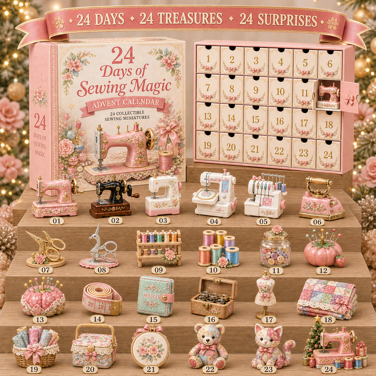 🔥🇺🇸 Limited Edition! 🌟24 Days of Sewing Magic Advent Calendar – Christmas Countdown Gift for Sewing Lovers