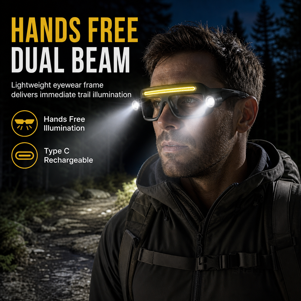 USB rechargeable hands free glasses light