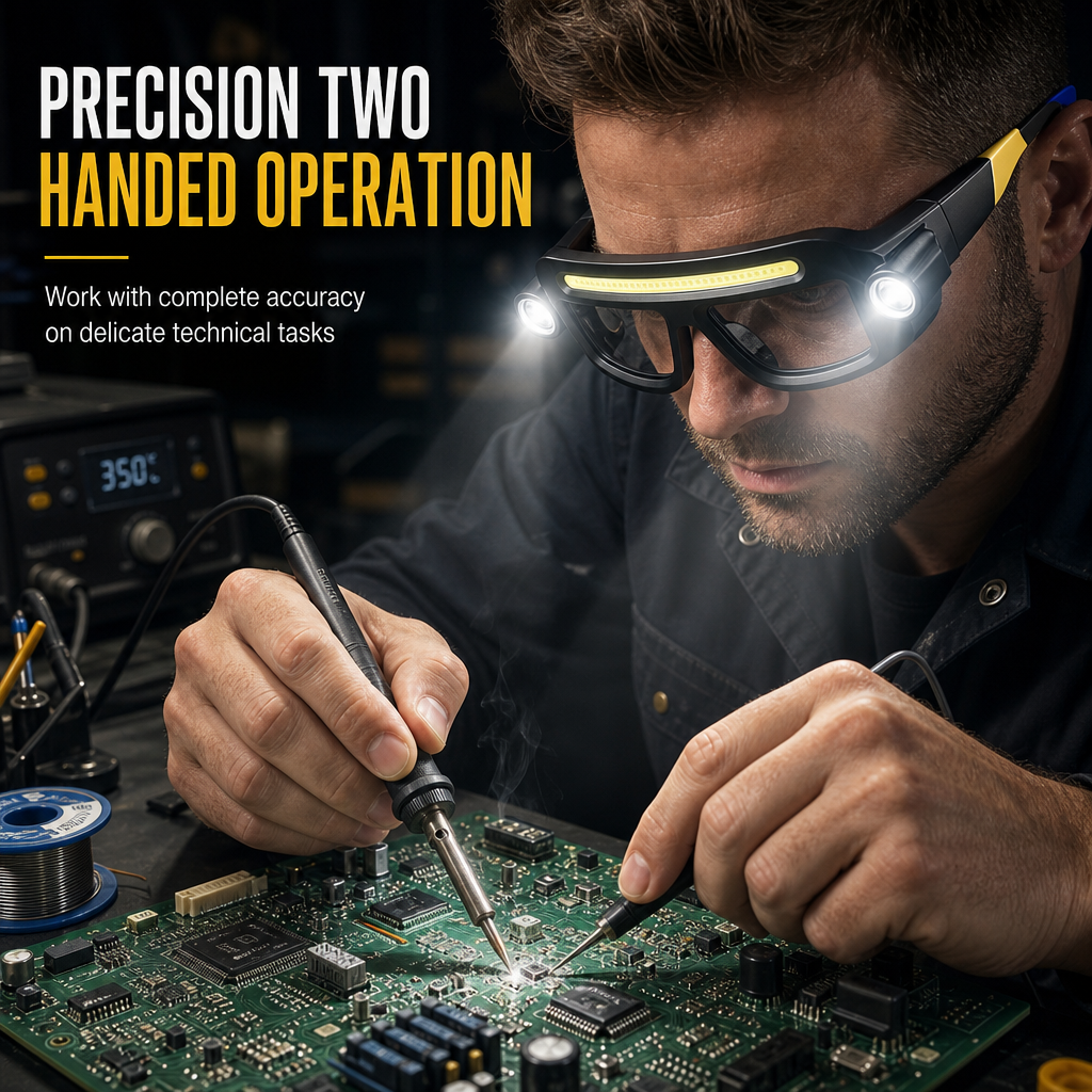 Glasses light for precision work